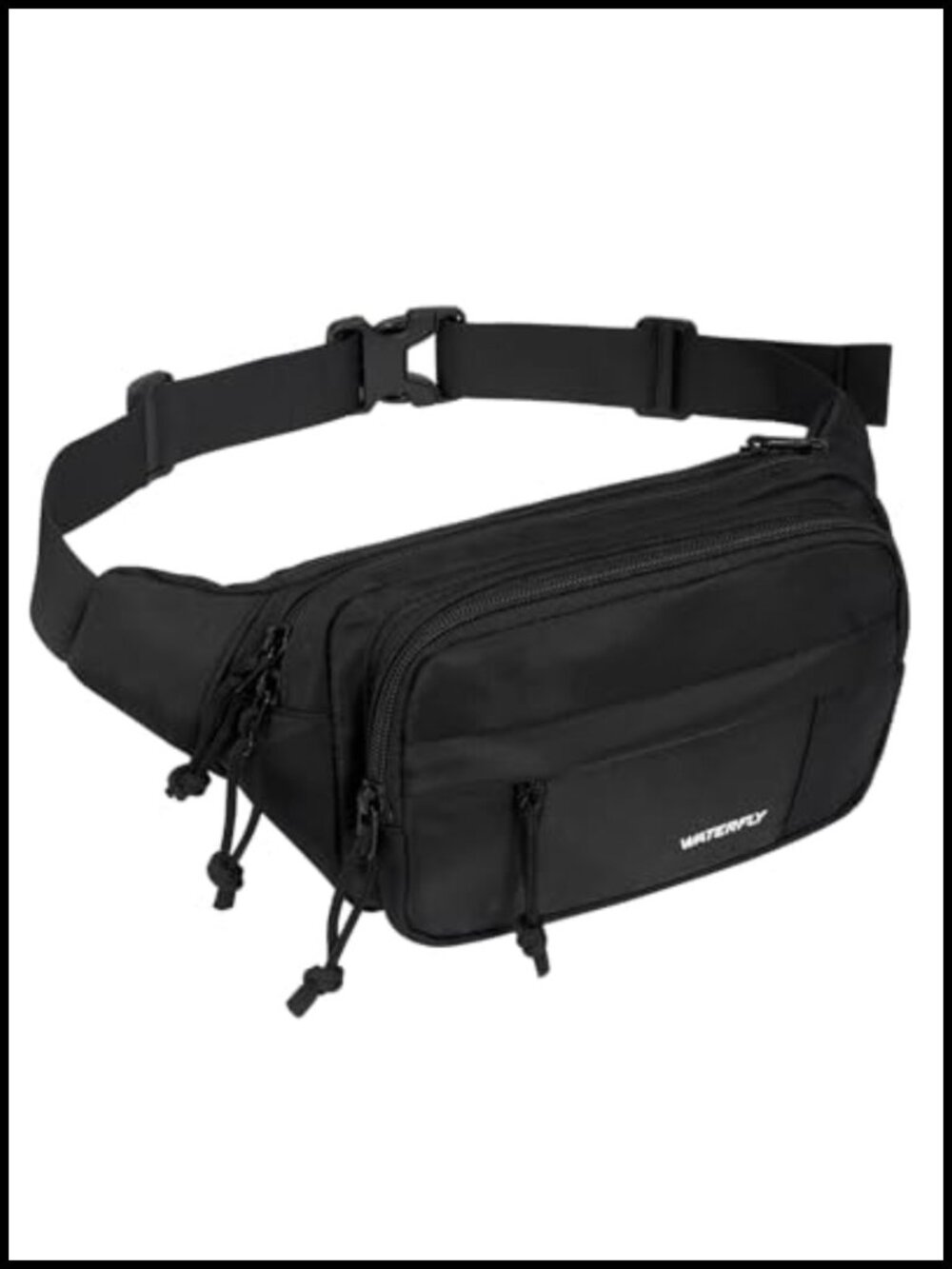 WATERFLY Fanny Pack Waist Bag Nylon 2.5L 5 Zipper Pockets Hiking Running